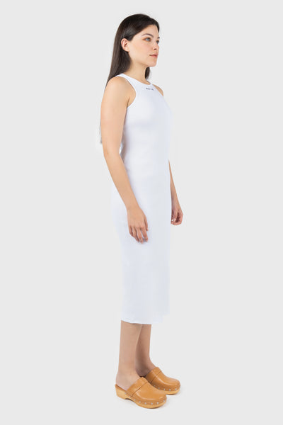 Logo Ribbed Scoop Neck Vest Midi Dress