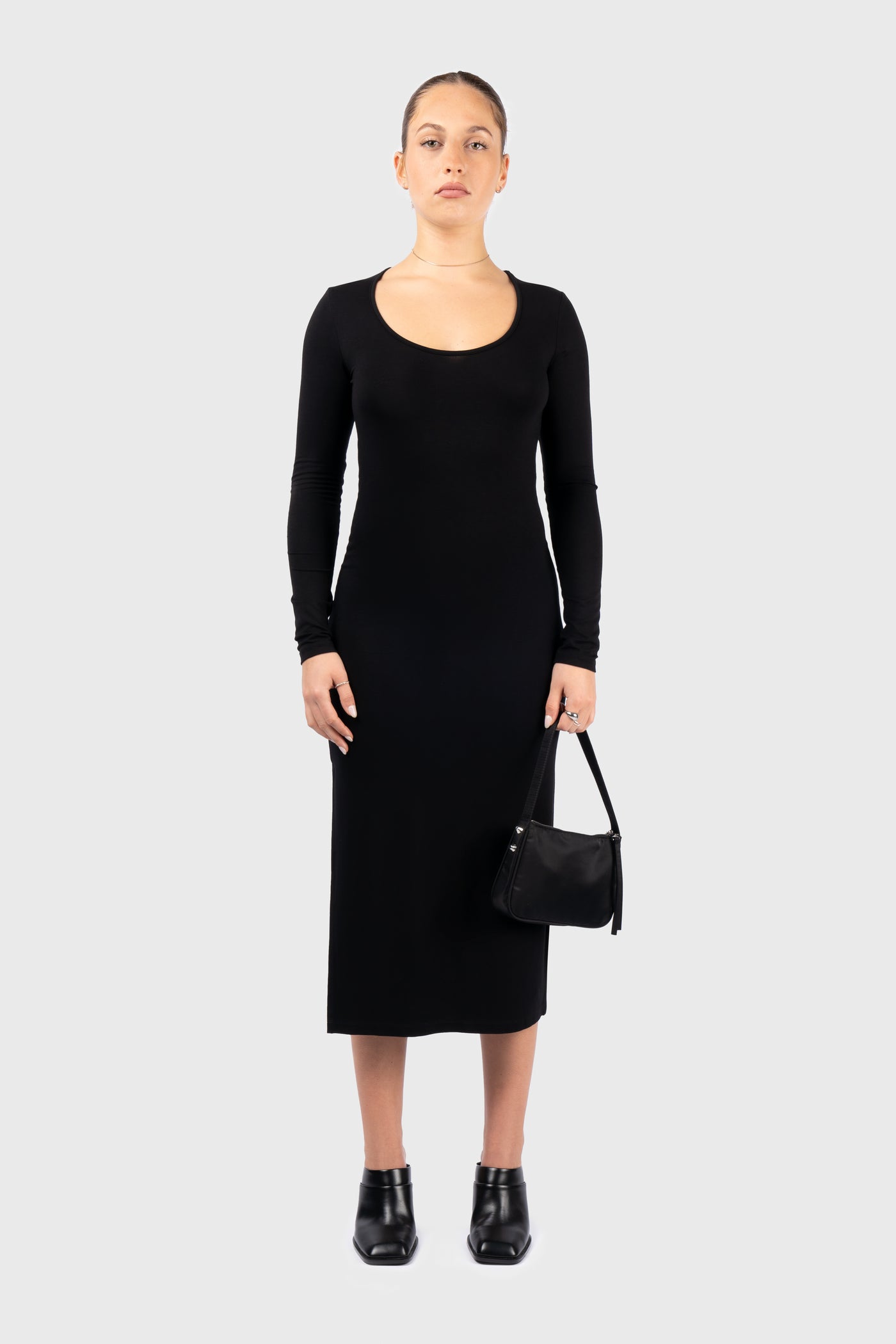 Scoop Neck Long Sleeve Jersey Dress