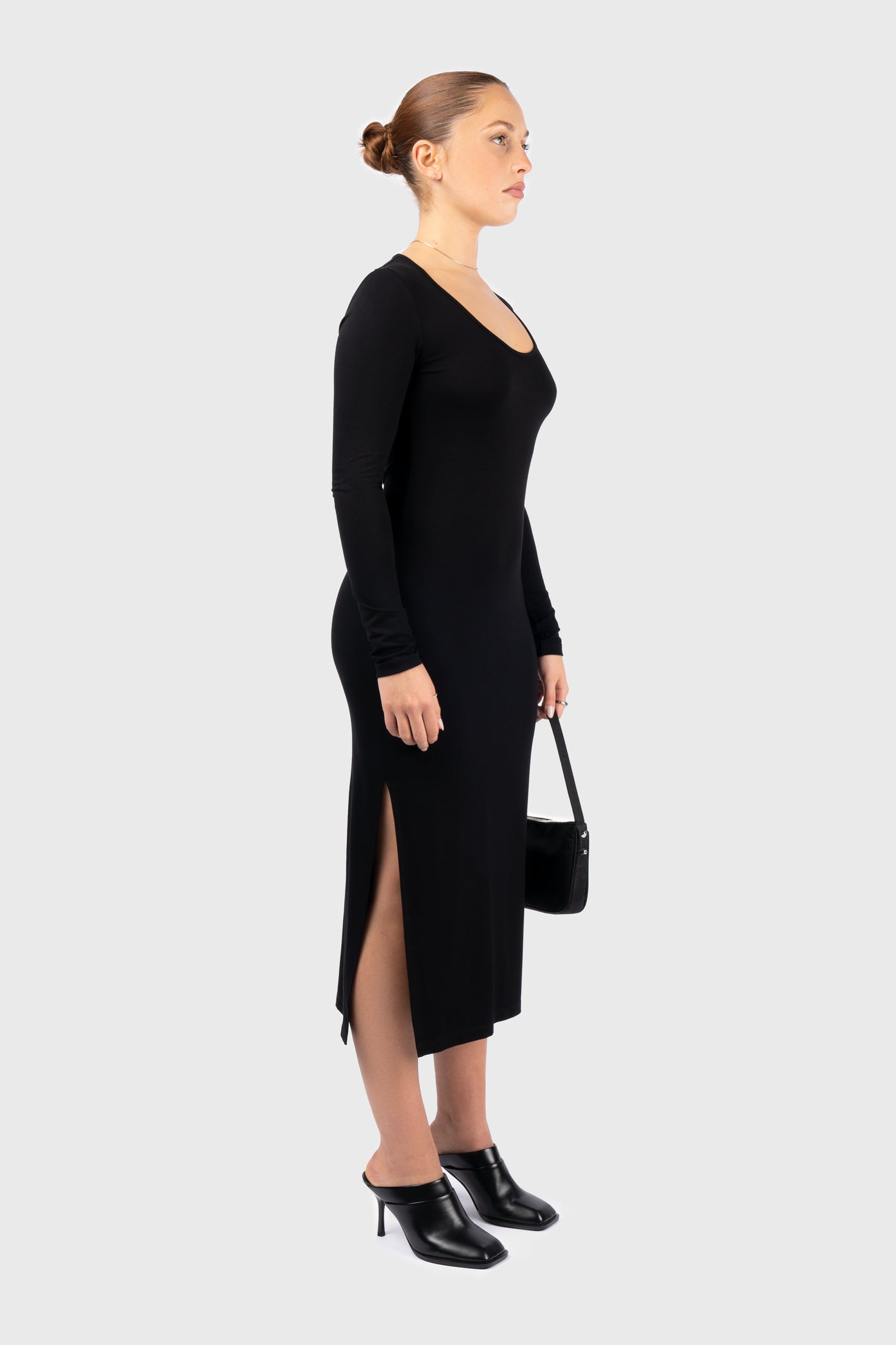 Scoop Neck Long Sleeve Jersey Dress