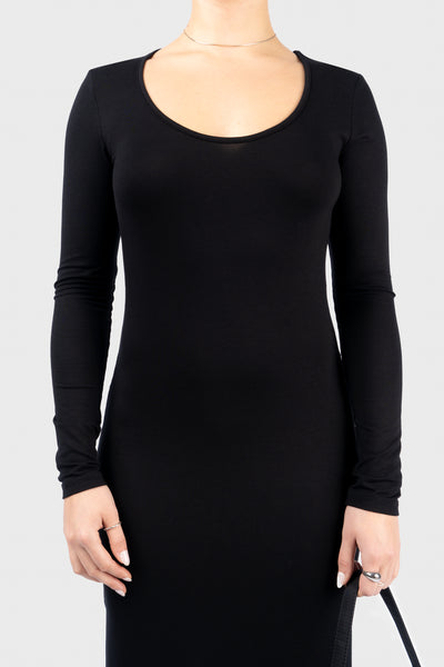 Scoop Neck Long Sleeve Jersey Dress