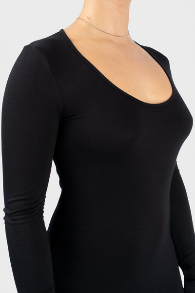 Scoop Neck Long Sleeve Jersey Dress