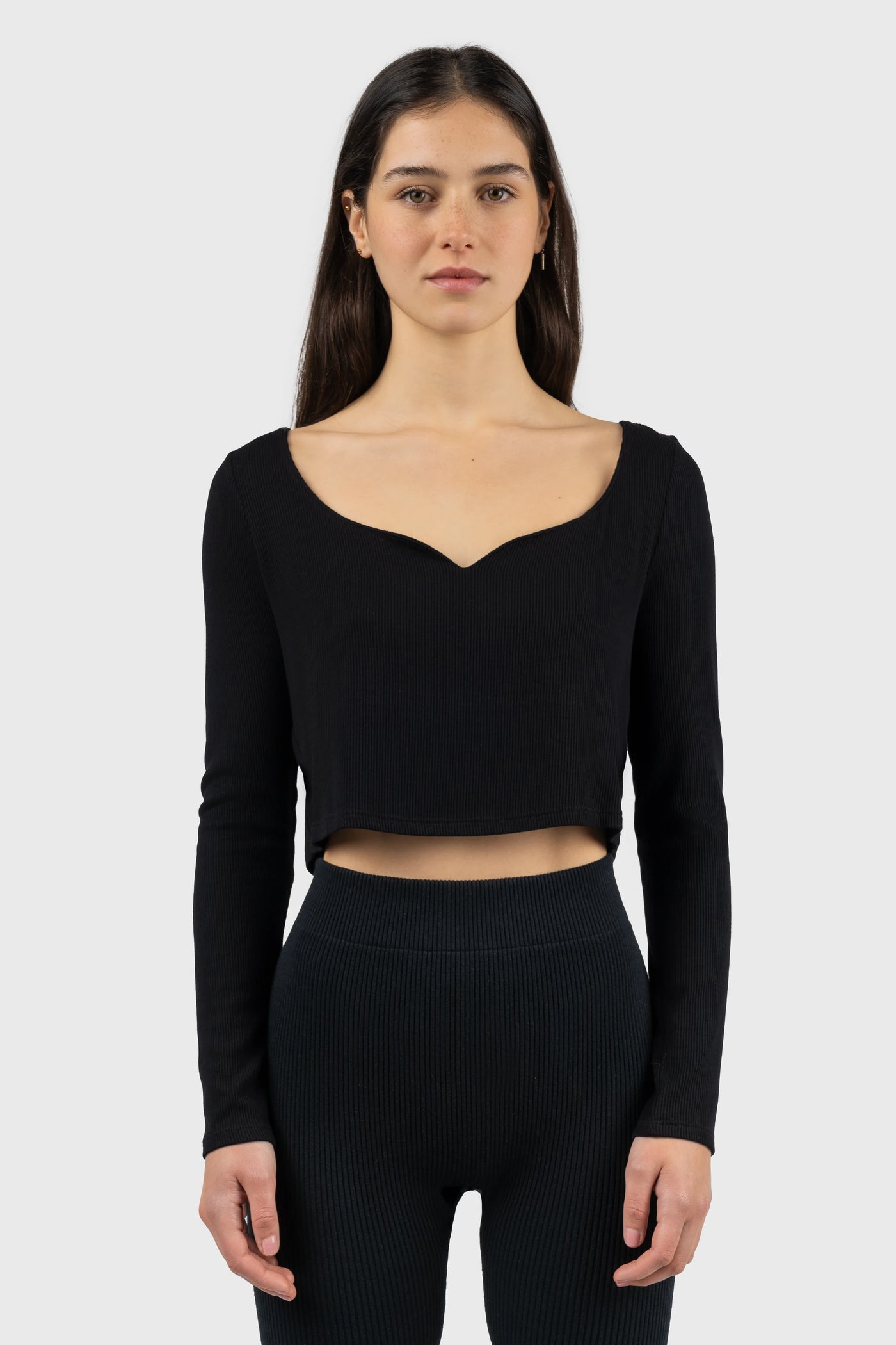 Long Sleeve Ribbed Cropped Top