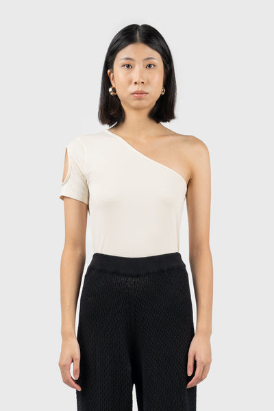 Asymmetric Short Sleeve Jersey Bodysuit