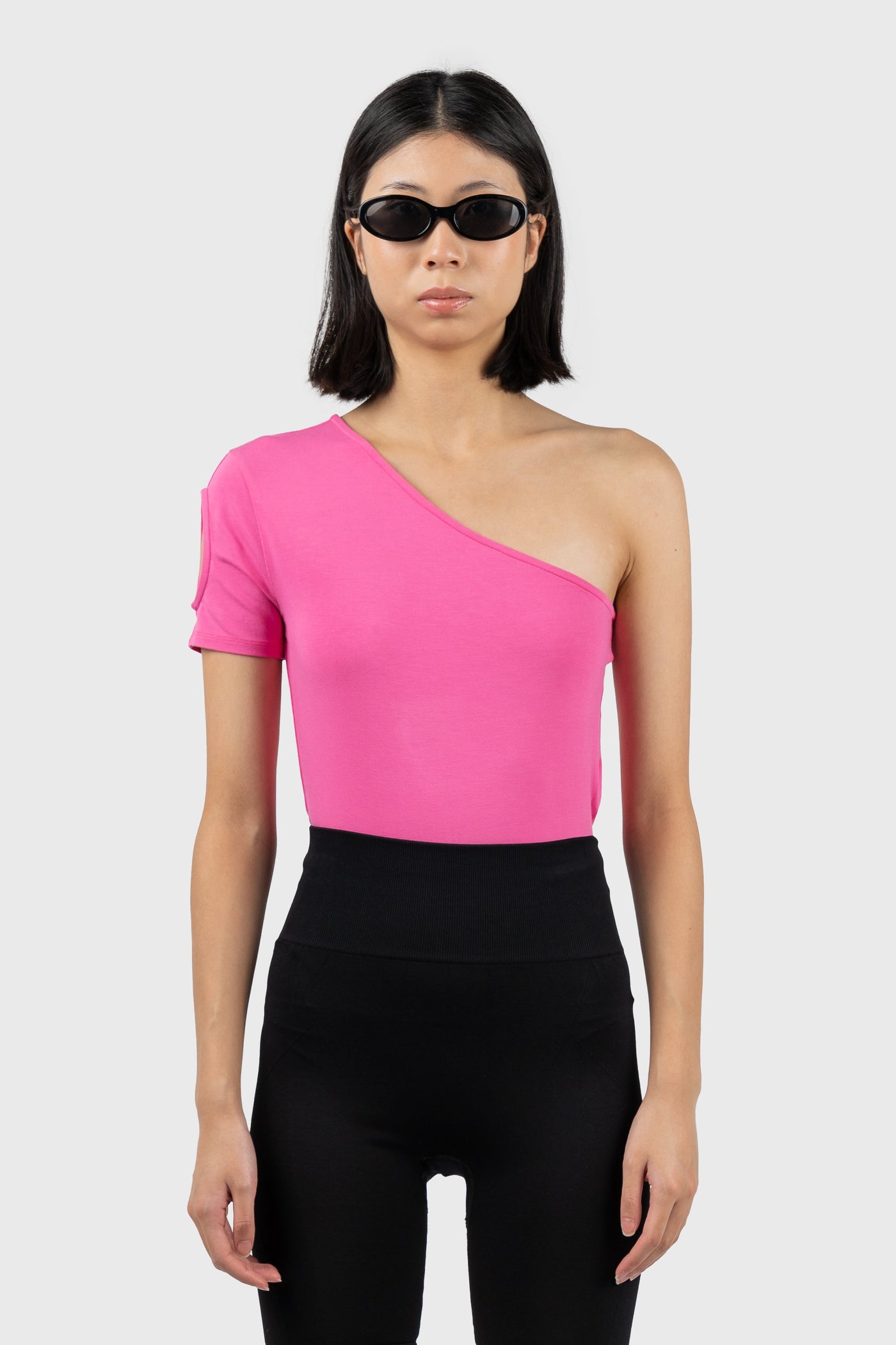 Asymmetric Short Sleeve Jersey Bodysuit