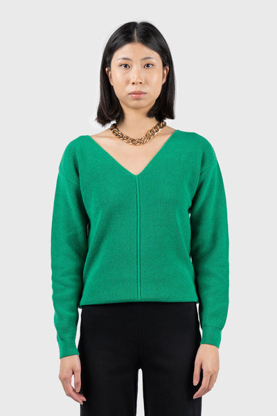 Front Seam Detail V-Neck Jumper