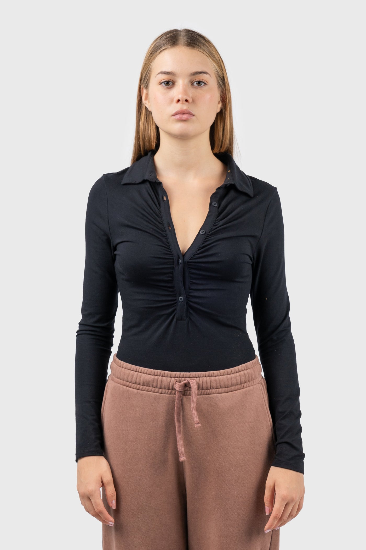 Ruched Detail Jersey Bodysuit