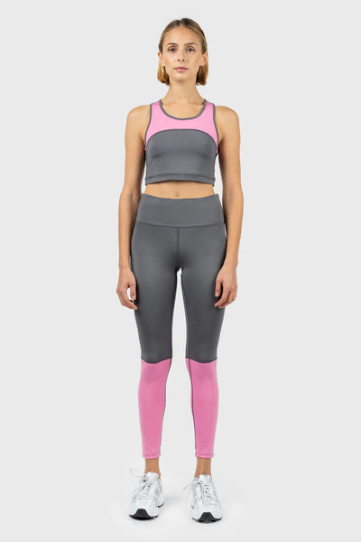 Grey and Pink Racer Back Sports Bra