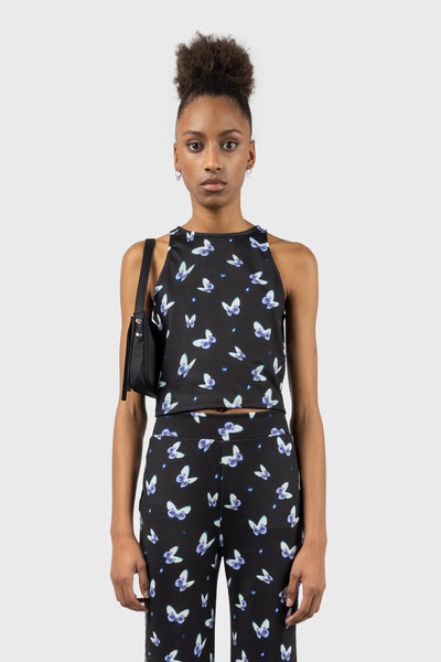 Butterfly Print Halterneck Top