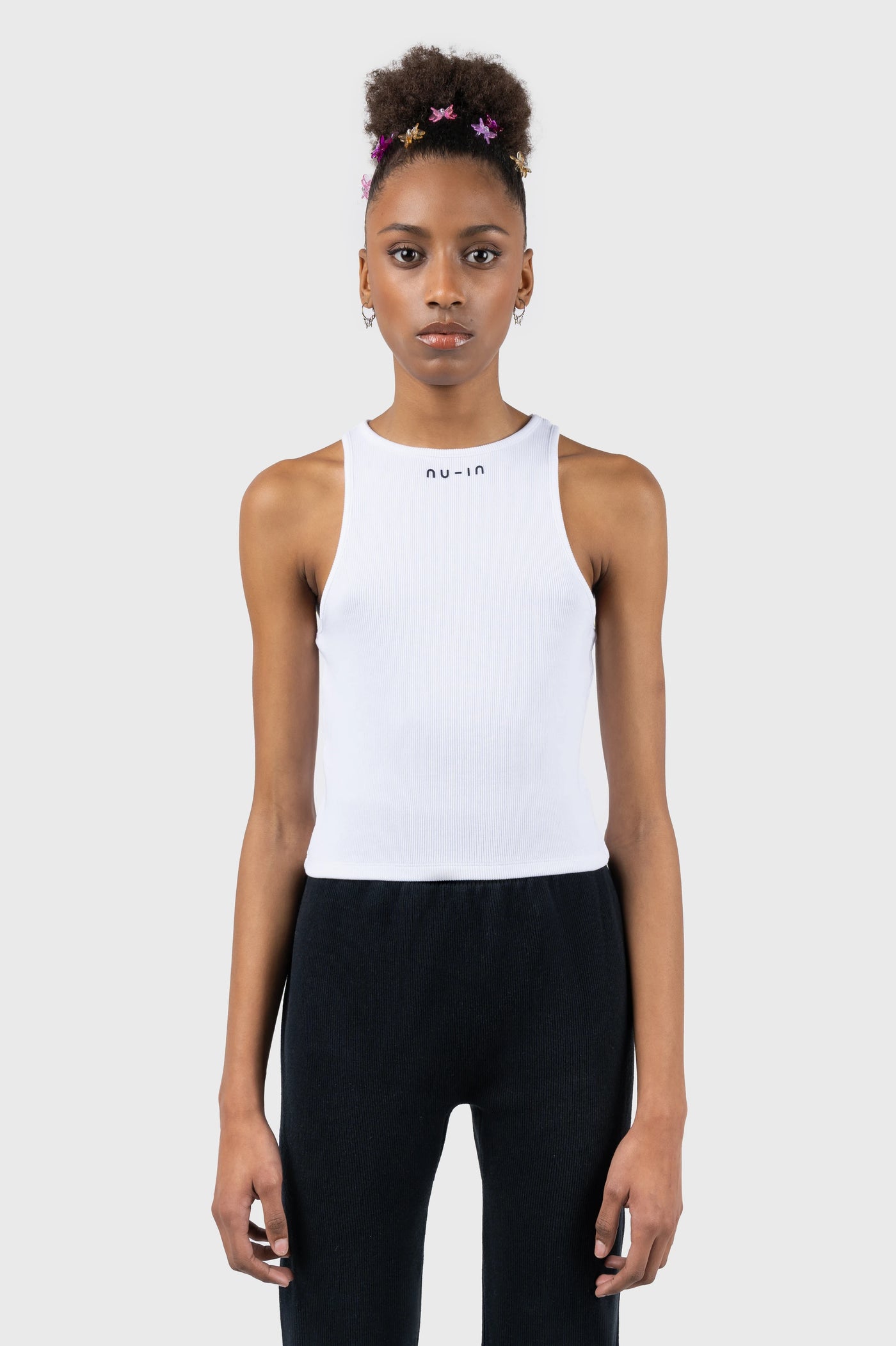 Logo Ribbed Halterneck Top