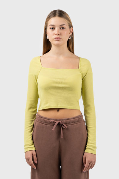 Cropped Square Neck Rib Top